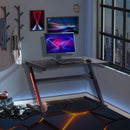 1.2m Gaming Desk Z-Shaped Racing Style Home Office Computer Table with 2 Cable Managements for Study Workstation Black Management