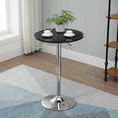 Round Height Adjustable Bar Table Counter Pub Desk with Metal Base for Home Bar, Dining Room, Kitchen, Black