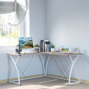 Vinsetto L-Shaped Computer Desk Corner PC Table Modern Writing Workstation for Home Office, 1.4m, Oak beige/White Office Workstation