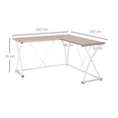 Vinsetto L-Shaped Computer Desk Corner PC Table Modern Writing Workstation for Home Office, 1.4m, Oak beige/White Office Workstation