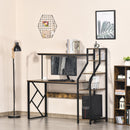 Computer Desk with Shelves Home Office Study Table with 6 Tier Storage Industrial Workstation for Small Rustic Spaces