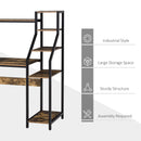 Computer Desk with Shelves Home Office Study Table with 6 Tier Storage Industrial Workstation for Small Rustic Spaces