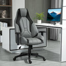 Vinsetto High Back Executive Office Chair Mesh & Fuax Leather Gaming Gamer Chair with Swivel Wheels, Adjustable Height and Armrest, Charcoal Grey for Home Recliner w/ Footrest, Deep