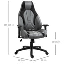 Vinsetto High Back Executive Office Chair Mesh & Fuax Leather Gaming Gamer Chair with Swivel Wheels, Adjustable Height and Armrest, Charcoal Grey for Home Recliner w/ Footrest, Deep