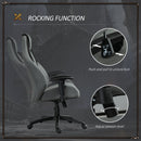 Vinsetto High Back Executive Office Chair Mesh & Fuax Leather Gaming Gamer Chair with Swivel Wheels, Adjustable Height and Armrest, Charcoal Grey for Home Recliner w/ Footrest, Deep