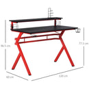 Gaming Desk Computer Table Ergonomics Workstation for Home Office with Cup & Speaker &Game Controller Holder Headphone Hook 120cm x 60cm x 96.5cm Black and Red Des CD Rack