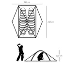 Outsunny Camping Tent for 2 Person Waterproof Double Layer Tent with 2 Doors 4 Mesh Windows Storage Bag Portable Carry Bag Dark Green Outdoor Glass Fiber