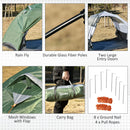 Outsunny Camping Tent for 2 Person Waterproof Double Layer Tent with 2 Doors 4 Mesh Windows Storage Bag Portable Carry Bag Dark Green Outdoor Glass Fiber