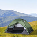 Outsunny Camping Tent for 2 Person Waterproof Double Layer Tent with 2 Doors 4 Mesh Windows Storage Bag Portable Carry Bag Dark Green Outdoor Glass Fiber