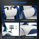 Vinsetto Racing Chair with LED Light, Bluetooth Speakers Music Video Game Chair PU Leather with Removable Pillows Adjustable Height 360-¦ Swivel White Blue Reclining
