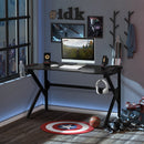 Gaming Desk Computer Writing Home Office Study Table with Cup Holder Headphone Hook and Cable Managment Holes Black 1.2m Grommet