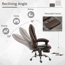Vinsetto Heated 6 Points Vibration Massage Executive Office Chair Adjustable Swivel Ergonomic High Back Desk Chair Recliner with Footrest Vintage