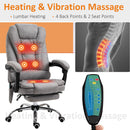 Vinsetto Heated 6 Points Vibration Massage Executive Office Chair Adjustable Swivel Ergonomic High Back Desk Chair Recliner with Footrest Vintage