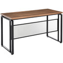 Wooden Computer Desk Study Standing Writing Table Workstation with Metal Frame, Brown Modern Frame