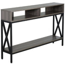 Metal Enforced Particle Board 3-Tier Console Table Grey