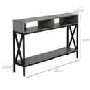 Metal Enforced Particle Board 3-Tier Console Table Grey