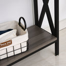 Metal Enforced Particle Board 3-Tier Console Table Grey