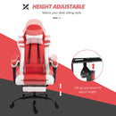 Vinsetto PU Leather Ergonomic Reclining Gaming Chair w/ Retractable Footrest Red/White