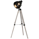 HOMCOM Pine Wood Height Adjustable Freestanding Tripod Floor Lamp Black