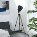 HOMCOM Pine Wood Height Adjustable Freestanding Tripod Floor Lamp Black
