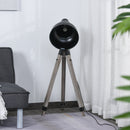 HOMCOM Pine Wood Height Adjustable Freestanding Tripod Floor Lamp Black