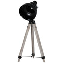 HOMCOM Pine Wood Height Adjustable Freestanding Tripod Floor Lamp Black