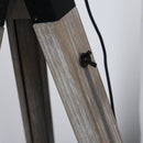 HOMCOM Pine Wood Height Adjustable Freestanding Tripod Floor Lamp Black