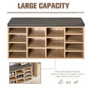 HOMCOM 14-Shelf Shoe Storage Unit, with Cushion Top - Wood-Effect