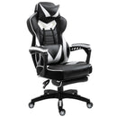 Vinsetto PU Leather Ergonomic Racing Gaming Office Chair Retractable Footrest Gaming Chair w/ Pillows Wheels Headrest Home Office White/Black
