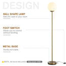HOMCOM Steel Glass Sphere Floor Lamp Gold