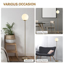 HOMCOM Steel Glass Sphere Floor Lamp Gold