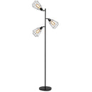 HOMCOM Steel Tri-Head Floor Lamp Black