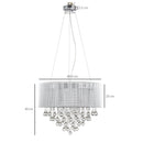 HOMCOM Crystal Glass Droplet Ceiling Pendant w/ Drum Shade Silver