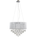 HOMCOM Crystal Glass Droplet Ceiling Pendant w/ Drum Shade Silver