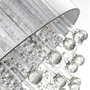 HOMCOM Crystal Glass Droplet Ceiling Pendant w/ Drum Shade Silver