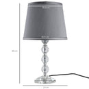 HOMCOM Crystal Glass Bedside Table Lamp 40cmH Grey