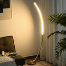 HOMCOM Aluminium Arc Floor Lamp, Futuristic Indoor Standing LED Light Home Ambience w/ Round Base Foot Switch, Living Room Bedroom Office Lounge, Silver Tone Lamp Switch
