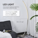 HOMCOM Aluminium Arc Floor Lamp, Futuristic Indoor Standing LED Light Home Ambience w/ Round Base Foot Switch, Living Room Bedroom Office Lounge, Silver Tone Lamp Switch