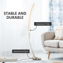 HOMCOM Aluminium Arc Floor Lamp, Futuristic Indoor Standing LED Light Home Ambience w/ Round Base Foot Switch, Living Room Bedroom Office Lounge, Silver Tone Lamp Switch