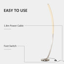 HOMCOM Aluminium Arc Floor Lamp, Futuristic Indoor Standing LED Light Home Ambience w/ Round Base Foot Switch, Living Room Bedroom Office Lounge, Silver Tone Lamp Switch