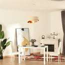 HOMCOM Modern Pendant Light with Adjustable Hanging Chain and Two Bevel Nested Lampshade