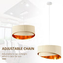 HOMCOM Modern Pendant Light with Adjustable Hanging Chain and Two Bevel Nested Lampshade