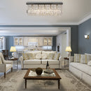 HOMCOM Modern Crystal Ceiling Light Square Chandelier for Home Office Hotel Silver