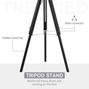 HOMCOM Modern Tripod Stand Floor Land Lamp with Wood Leg Adjustable Height Fabric Lampshade for Living Room, Bedroom, Office, Grey and Black Base