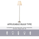 HOMCOM Modern Steel Floor Lamp with Pleated Fabric Lampshade Floor Switch, Home Style Standing Light for Living Room, Bedroom, Office, White and Silver Office