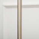HOMCOM Modern Steel Floor Lamp with Pleated Fabric Lampshade Floor Switch, Home Style Standing Light for Living Room, Bedroom, Office, White and Silver Office