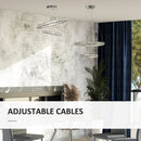 HOMCOM Modern LED Chandelier with 2 Crystal Rings, Dimmable Pendent Ceiling Light Cool Warm White with Adjustable Cable Remote Controller for Living Room, Dining Room, Bedroom, Silver Flexible