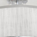 HOMCOM Elegant Metal Ceiling Light Chandelier with Pleated Fabric Lampshade, Decorative Crystal Pendants, for Living Room, Dining Room, Bedroom, White Steel Base