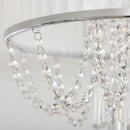 HOMCOM Elegant Metal Ceiling Light Chandelier with Pleated Fabric Lampshade, Decorative Crystal Pendants, for Living Room, Dining Room, Bedroom, White Steel Base