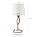 HOMCOM Farmhouse Table Lamp with Rope Base - Light Grey